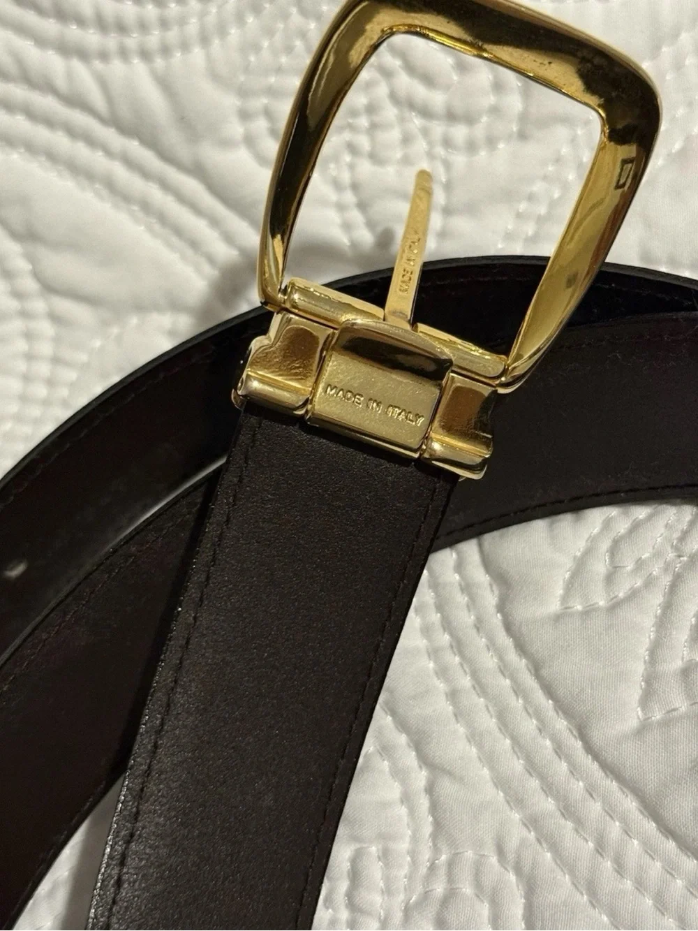 Gold Buckle Black Belt Unisex Size 48 inches XXL Made In Italy